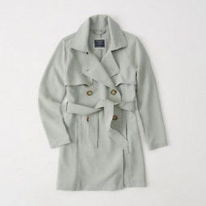 Abercrombie & Fitch Drapey Trench Coat in Mint